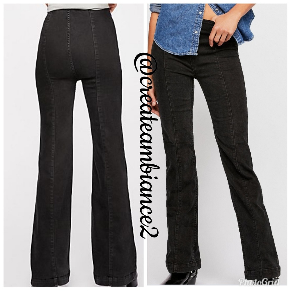🔥Size25,28🔥FreePeople HiRise Pull On Flare Jeans - Picture 2 of 6